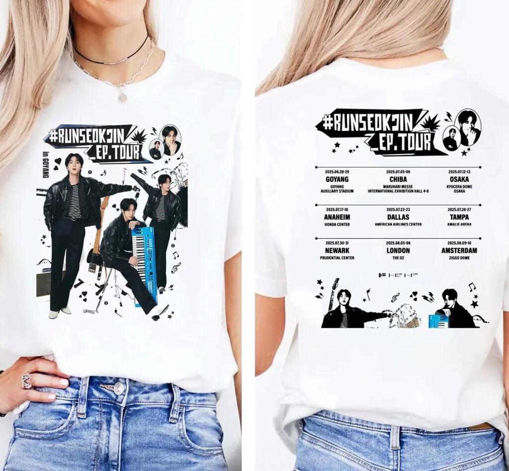 Jin Concert T-Shirt 2026 Worldwide Handsome Tour BTS Jin Tour RunSeokJin Kpop XXXXL