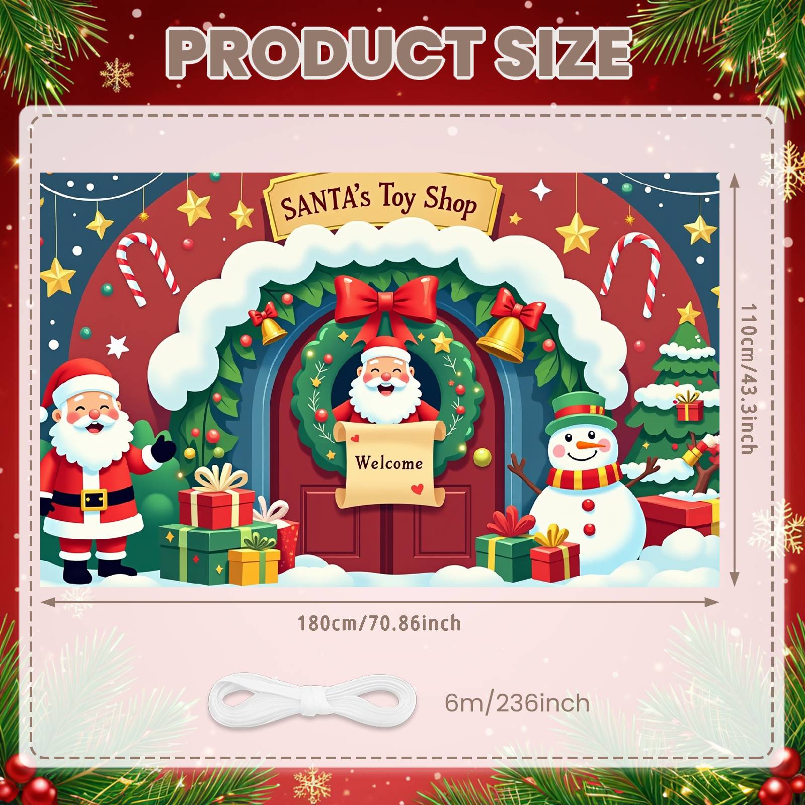 Santa s  Shop Banner Gift Decor Santa Banner Xmas Banner Santa Claus Design For Christmas Party Xmas Event Holiday
