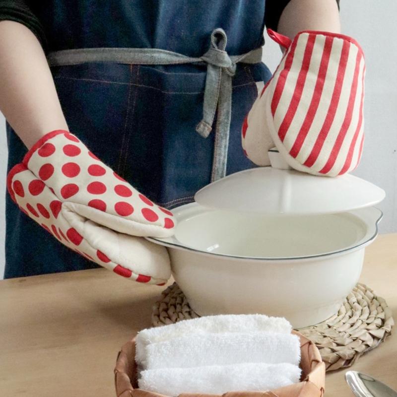 Japanische Ofenhandschuhe aus Baumwolle, hitzebeständige Küchenhandschuhe zum Backen, Grillen und Kochen (1 Paar)