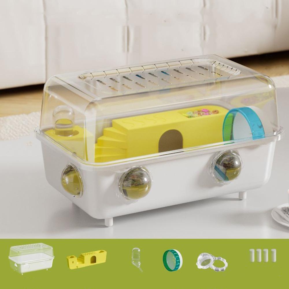 

Double Clear Hamster Cage Panoramic View Hamster Luxury Villa Pet Habitat For Hamsters Hedgehogs 5Pcs White