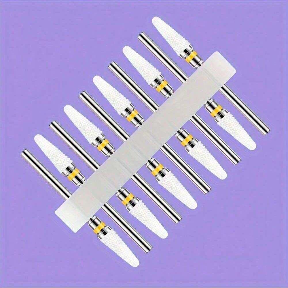 10pc/Set Ceramic Milling Cutter Nail Drill Bits Burr Gel Polish Remove Tools Cuticle Electric Manicure Files Kit Accessories