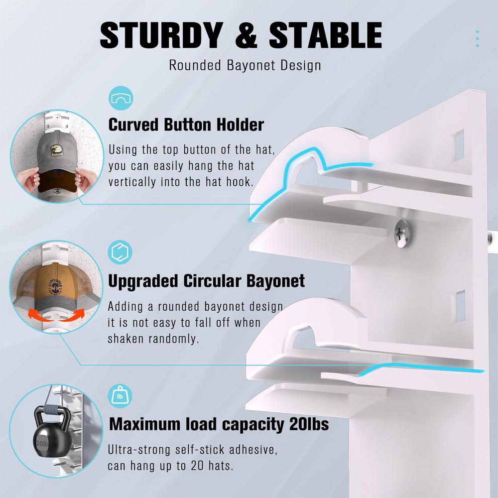 Wall Mounted Hat Rack Baseball Cap Storage Hanger Adhesive Display Holder Cap Organization For Cloakroom Closet Home Storages
