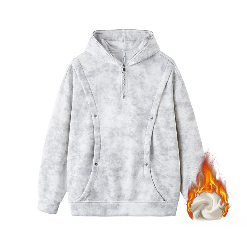 Худи тай-дай Dirty для мужчин на осень и зиму, новый стиль для подростков, универсальный фейковый двухпредметный плюс вельвет M