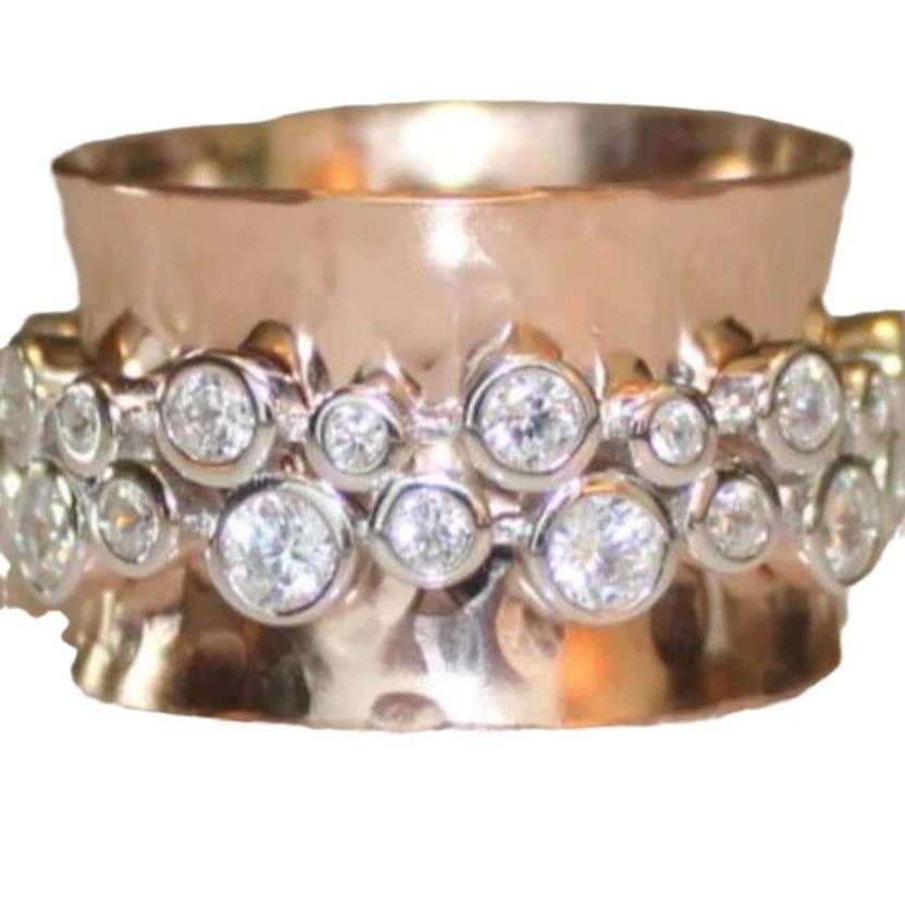 Rose Gold Zircon Inlaid Statement Ring – European & American High-End Party Jewelry