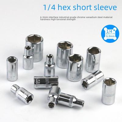 1/4" kuuskant lühike padrunvõti 6,3 mm liidesega, põrkmehhanismiga käepide ja 4-14 mm padrunpea autoremondiks