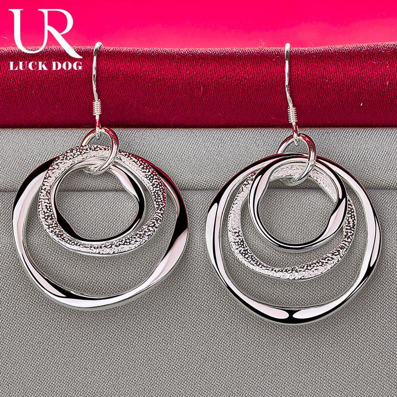 925 Sterling Silber Runde Anhänger Piercing Ohrringe Modischer Hochzeitsschmuck