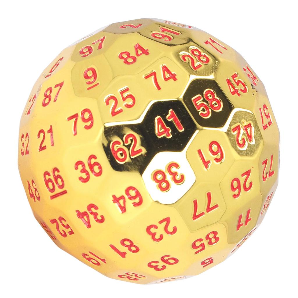 100 Sides Polyhedral Number Dice Metal 5cm Diameter Easy to Read with Velvet Bag for Over 14 Years Old