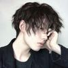 Tendenza Sintetica Uomo Parrucca Corta Riccia Naturale Nera Con Frangia Tipo di Testa Estensione Capelli Strumenti per lo Styling Per Cosplay Festa Copricapo