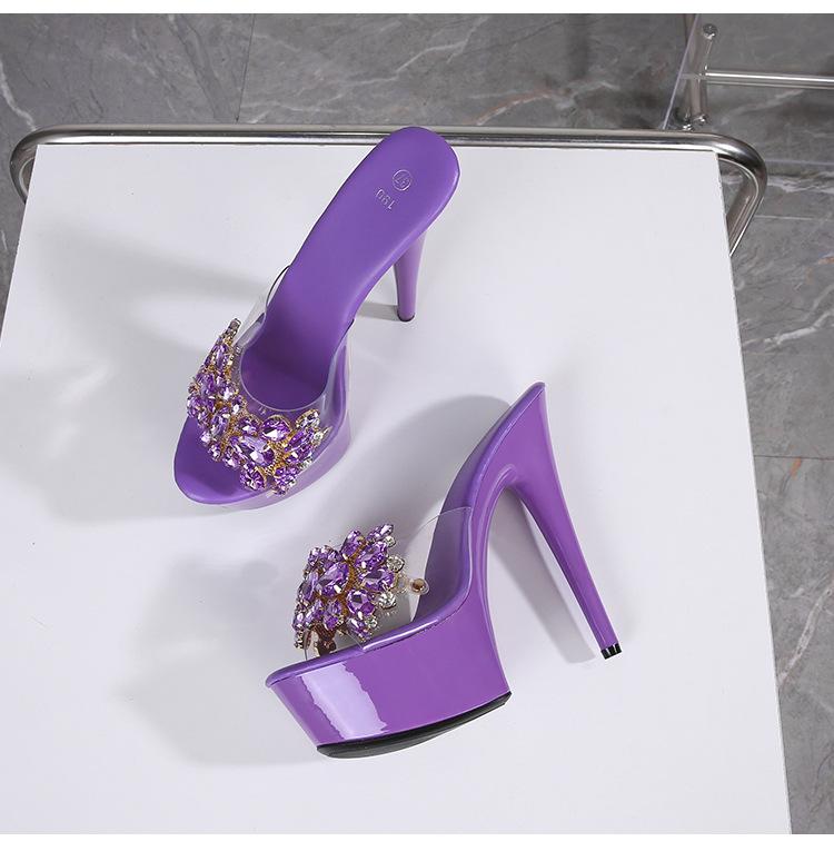 Women's Catwalk Model Stiletto Heels - 15CM Sky High Thin Heels, Sexy Waterproof Party Slippers for Summer Nightclub & Evening Wear