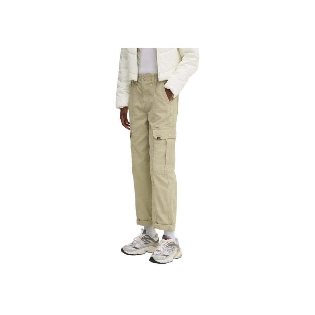 Vans Solid Color Zipper Closure Mid Waist Cargo Pants Women bottoms Khaki VN000GWND3Z1