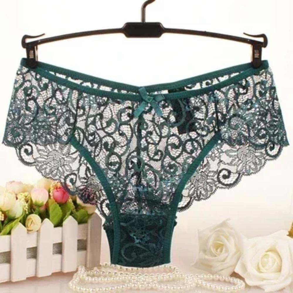 New Non-marking Sexy Erotic Panties Female Lace Hollowing Mid-waist Sexy Large Size Panties Ladies Briefs