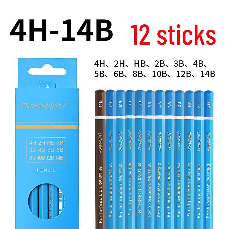 Charcoal Sketching Pencils Set: Soft/Medium/Hard (2B, 4B, 6B, 8B, 10B, 12B, 14B) for Students & Artists