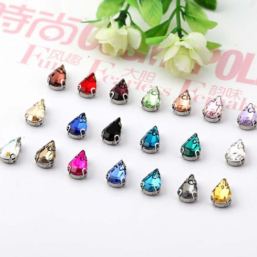 50Pcs/Pack Water Drop Shape Glitter Sewing Rhinestones  DIY Garment Clothes Shoes