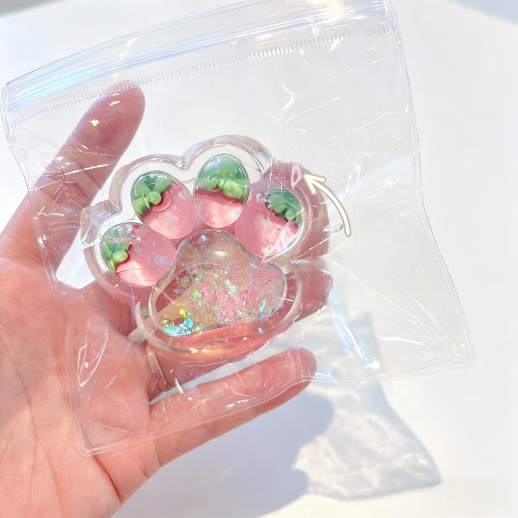 Handmade Resin Cat Paw Shaker Set, Fruit Filled Glitter Phone Stand, Kawaii Cat Lover Gift, Desk Decor Keychain