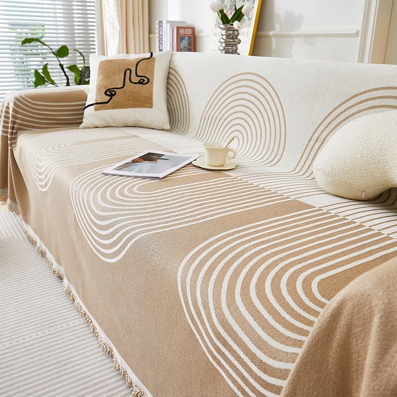 Joyfinity Double Sided Chenille Couch Furniture Cover, Chenille Double Sided Living Couch Towel, Elasticized Couch Protector, Four Se 260X180cm