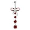 Navel Ring Western Style Red Zircon Studded Sexy Minimalist 1Pcs Body Piercing Jewelry for Beach Party Daily Wear