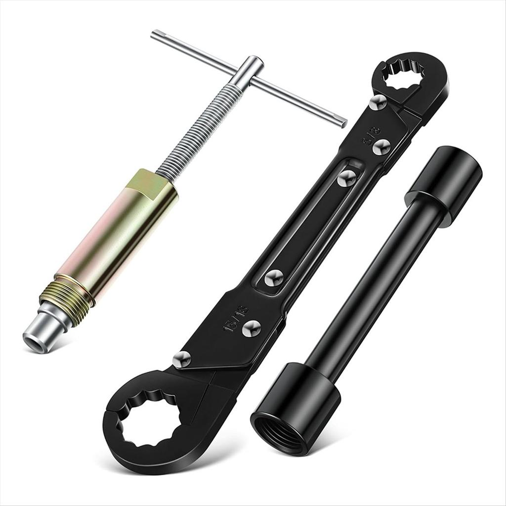 Plumbing Tool Angle Stop Wrench Set with Compression Socket Puller Tool, Water Pipe Wrench for Installing Angle