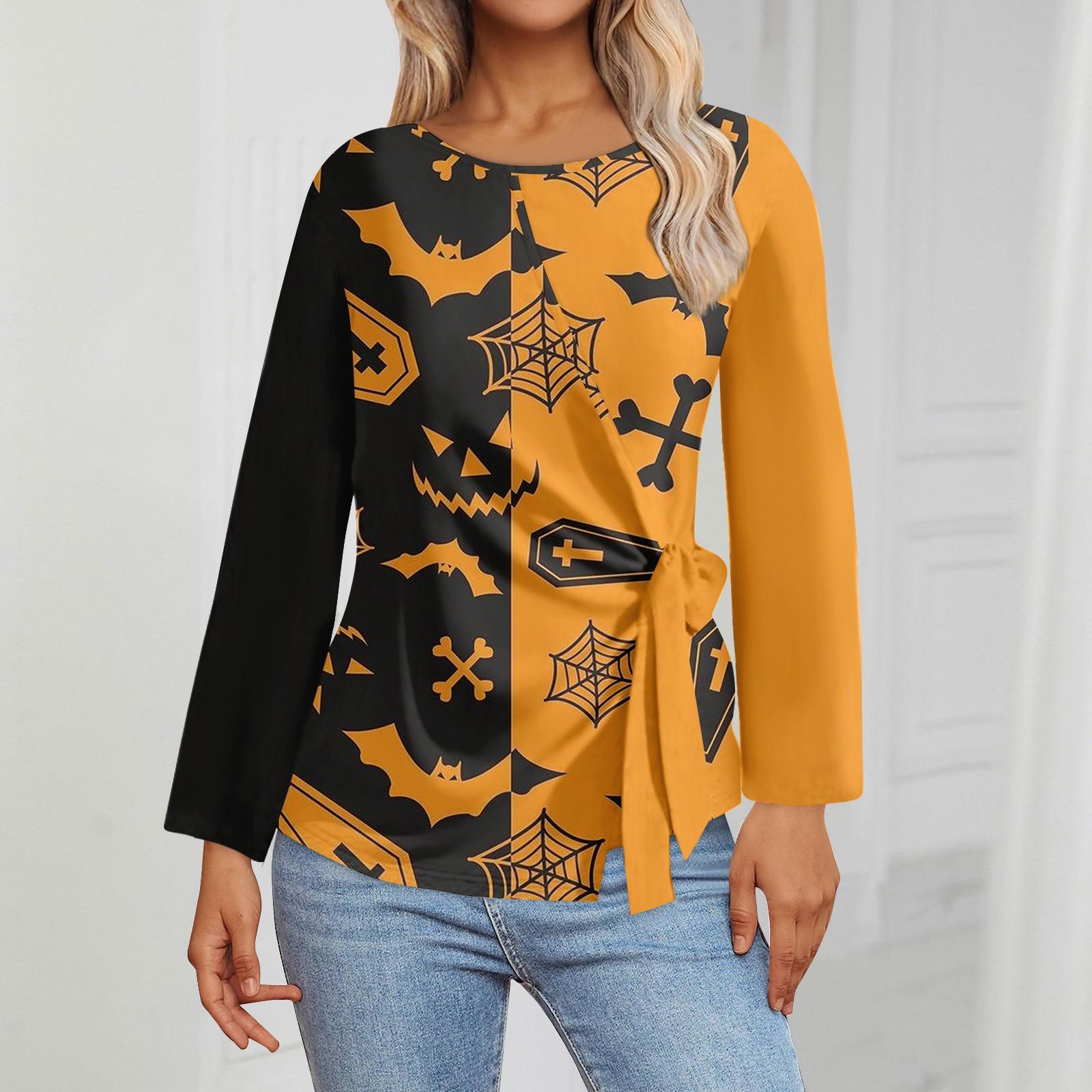 

Женские топы с длинным рукавом Летние асимметричные футболки Приталенные повседневные топы Футболки Пуловеры Топы на Хэллоуин Футболки Летние топы Топы с коротким рукавом S оранжевый