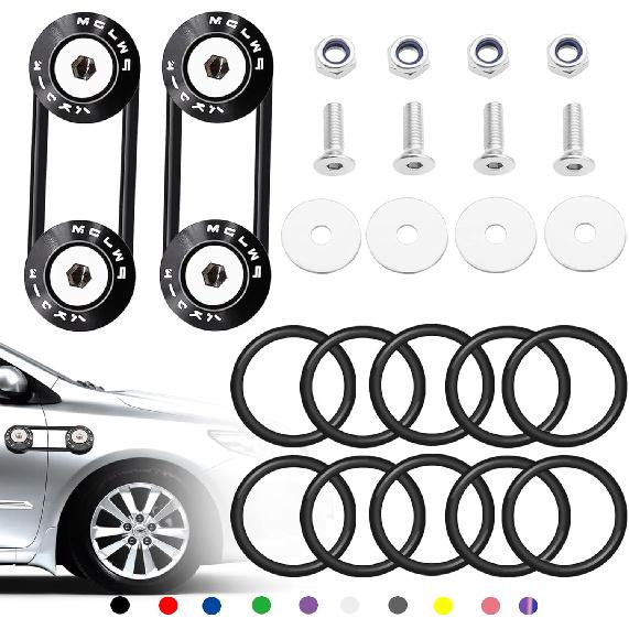 Taiss Bumper Quick Release (Black),Front Rear Bumper Holders Quick Release Kit(4 Quick Release Tabs with 12 O-rings),with Washer and Stainless Steel