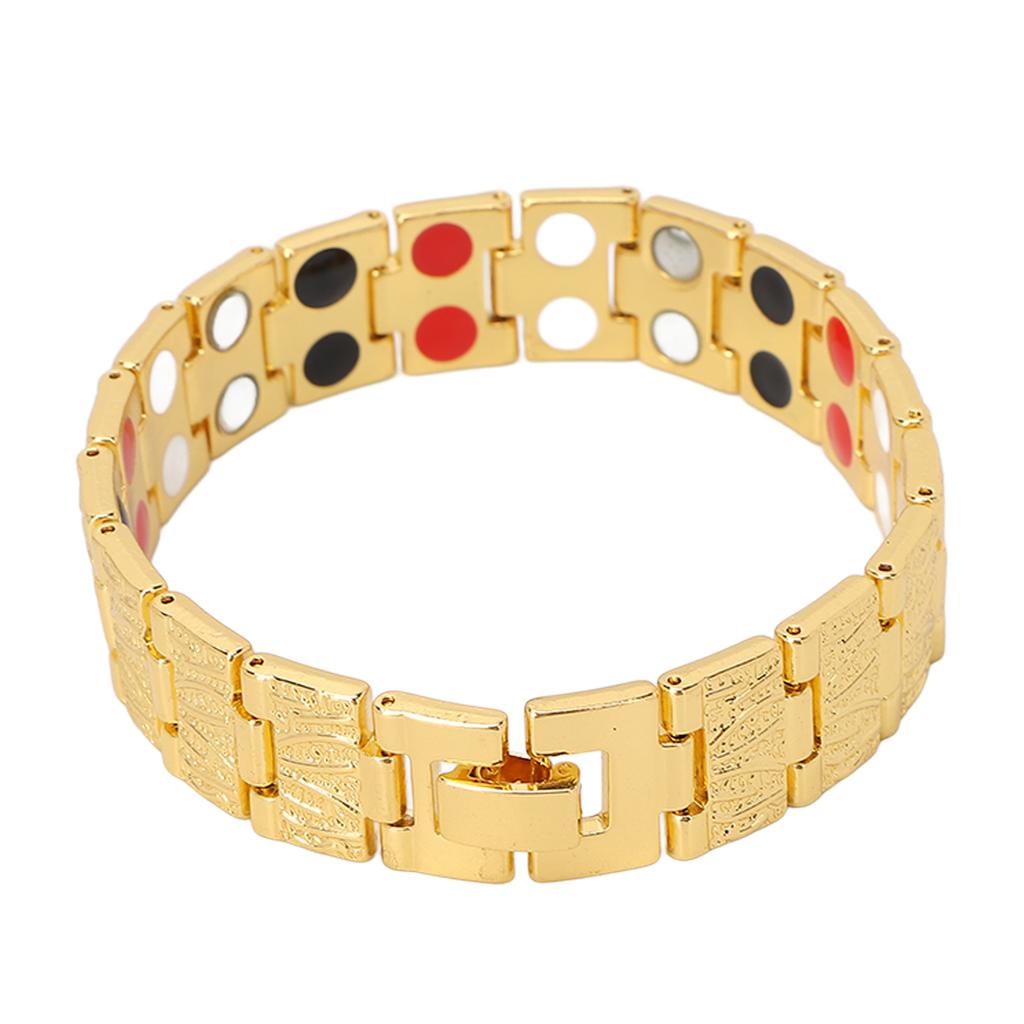 Modisches Magnetarmband Doppelreihe Magnet Verstellbares Titanstahl SchlankheitsarmbandGold