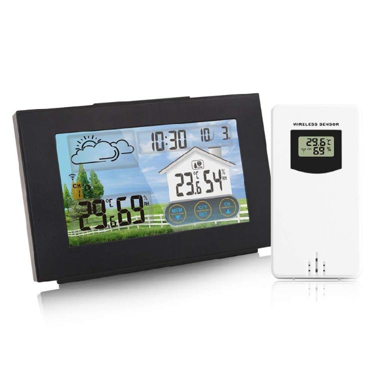 Wireless LCD Screen Multiple Channel Weather Forecast Station With Digital Display Control And 60M Transmission Ranging