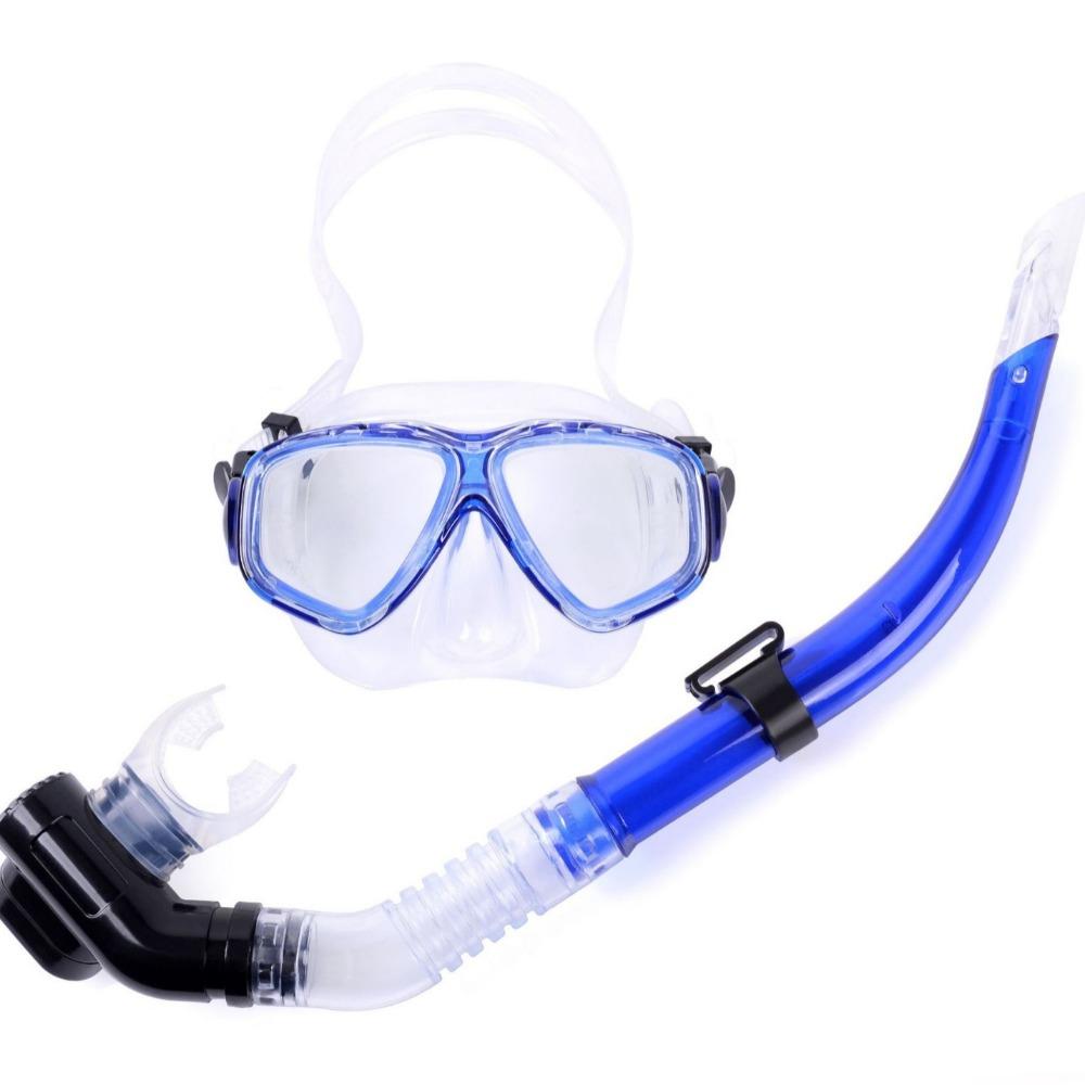 Silicone mouth bite, large vision mask, diving goggles set.