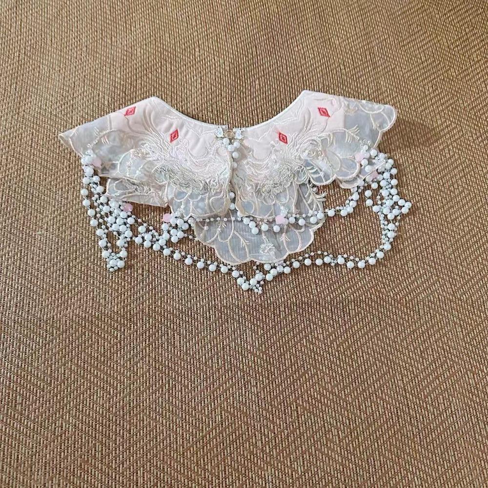 

Pearls Hanfu Collar Detachable Shirt Fake Collar Elegant Tassels Cloud Shoulder Cloth