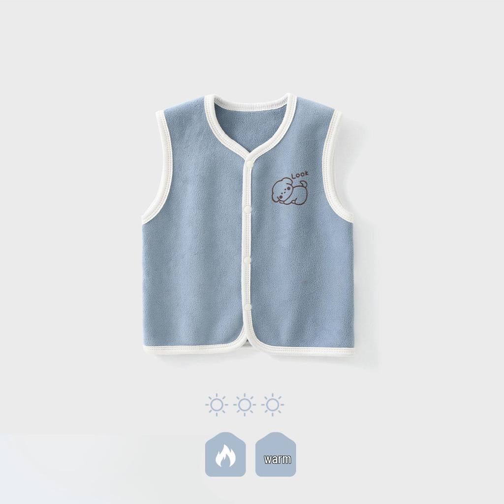 Vestă Coral Fleece Căptușită cu Fleece pentru Bebeluși, Băieți și Fete - Îmbrăcăminte Exterioară Caldă pentru Toamnă/Iarnă