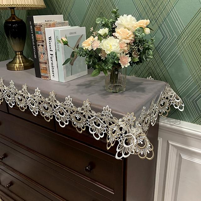 Table Cloth Rectangle Europe Coffee Embroidered Lace Tv Cabinet Shopbox Table Cover Tablecloth Fabric Long Strip Dust Cover