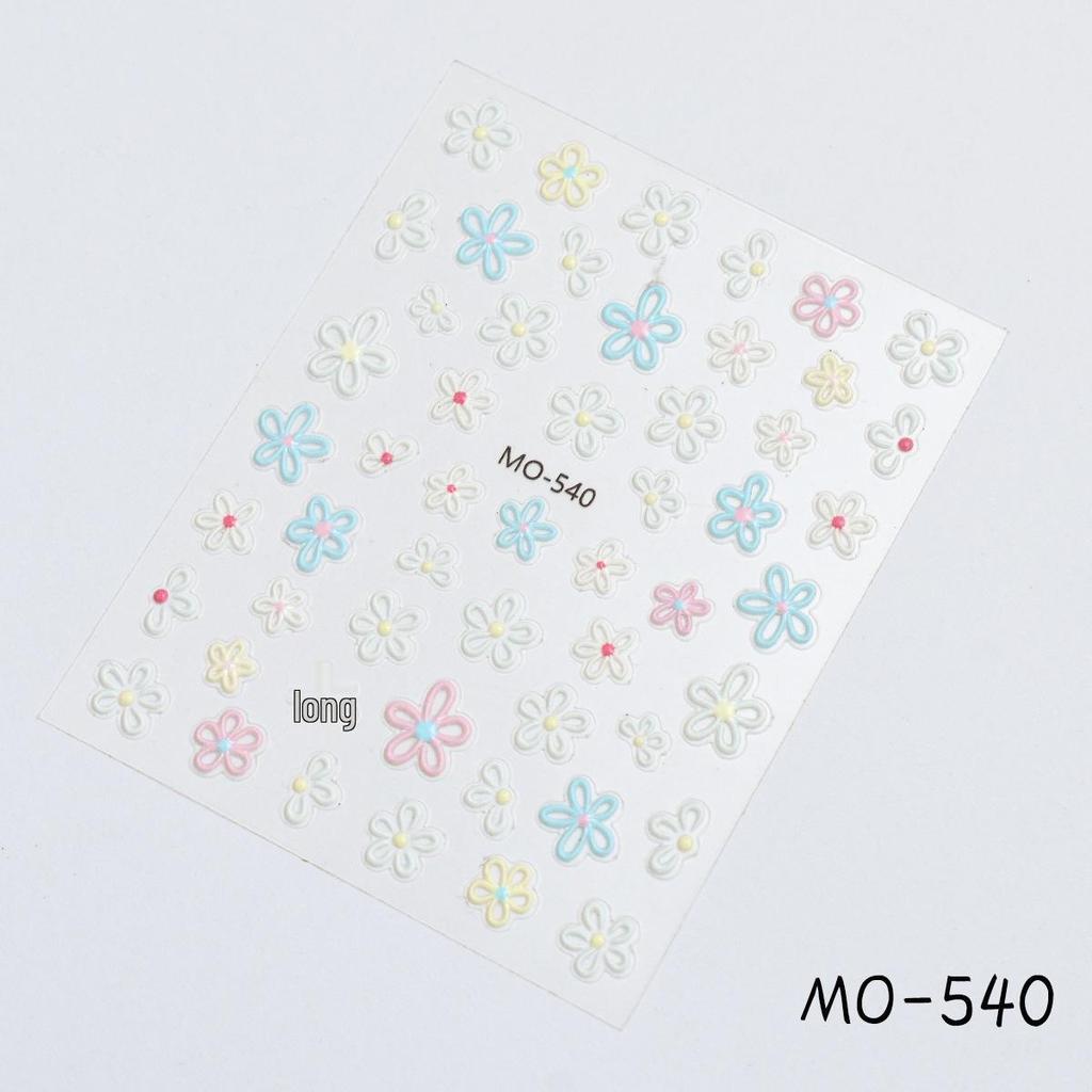 3D-geprägte Eisblumen-Nagelsticker - Süßes, bonbonfarbenes Jelly-Fünfblatt-Design