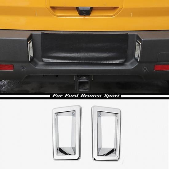 For - Ford Bronco Sport Chrome Rear License Plate Lamp Decor Cover Trim