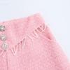 Kaslead New Arrival Women's Clothing Fashion Style Fashion Minimalist All-Matching Tassel Decoration Classic Style Tweed Shorts