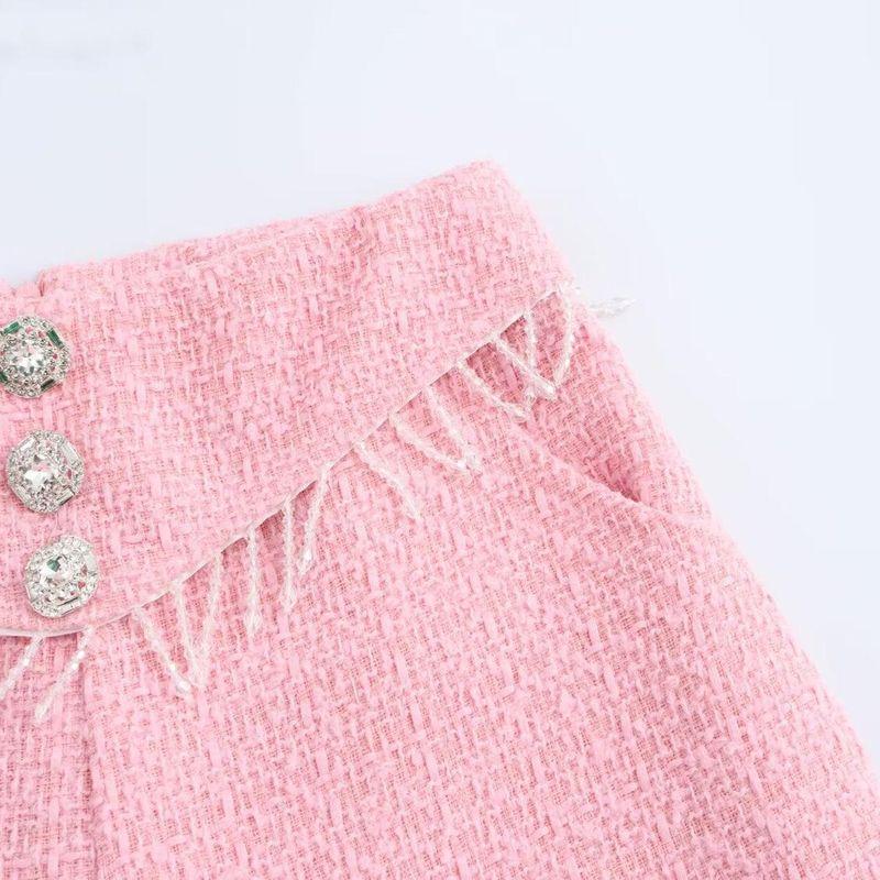 Kaslead New Arrival Women's Clothing Fashion Style Fashion Minimalist All-Matching Tassel Decoration Classic Style Tweed Shorts