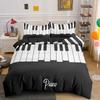 Klaviertasten Königin König Bettbezug 3D Cartoon Musiknoten Bettwäsche Set für Jungen Jugendliche Erwachsene Mode Musik Polyester Bettdeckenbezug