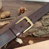 High-End Men Brass Buckle Belt Men's Leather Pin Buckle First Layer Cowhide Fashion All-Match Casual Pants Belt
