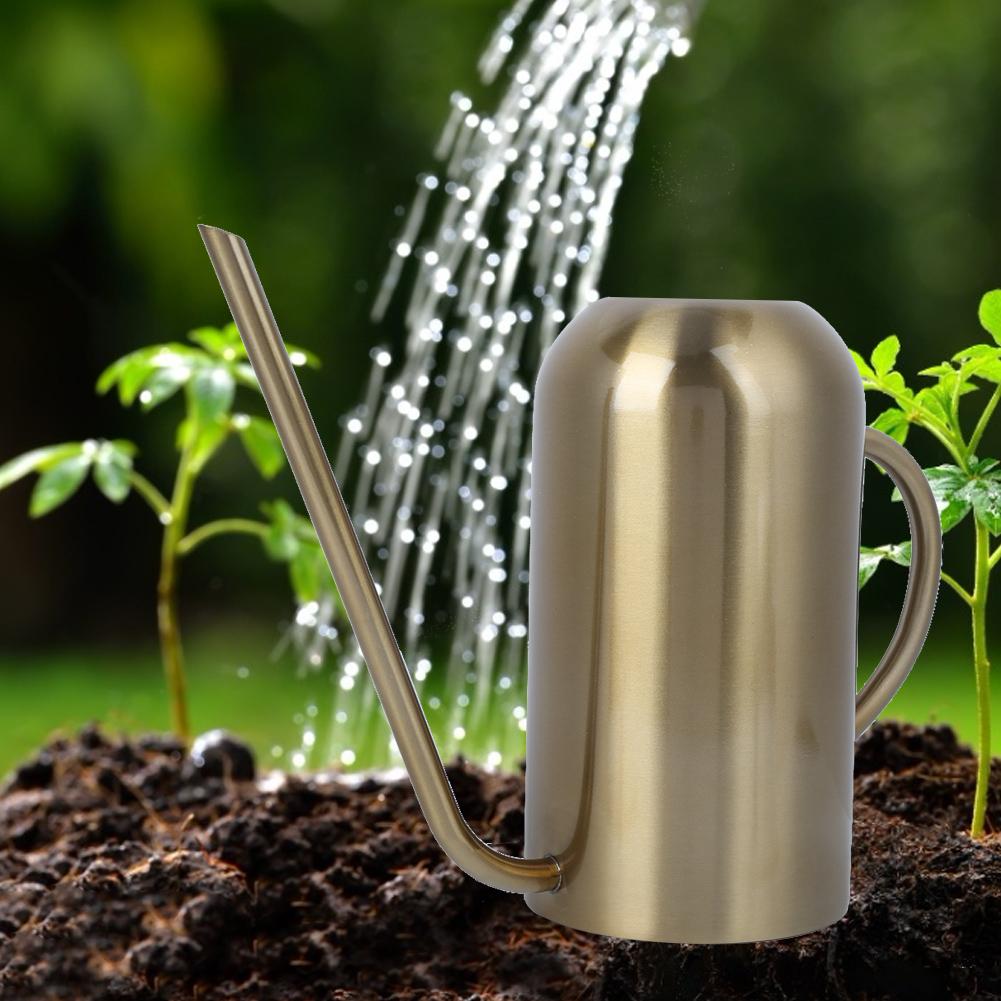 Stainless Steel Long Spout Watering Can Garden Watering Pot Irrigation Tool Gold 1.5L
