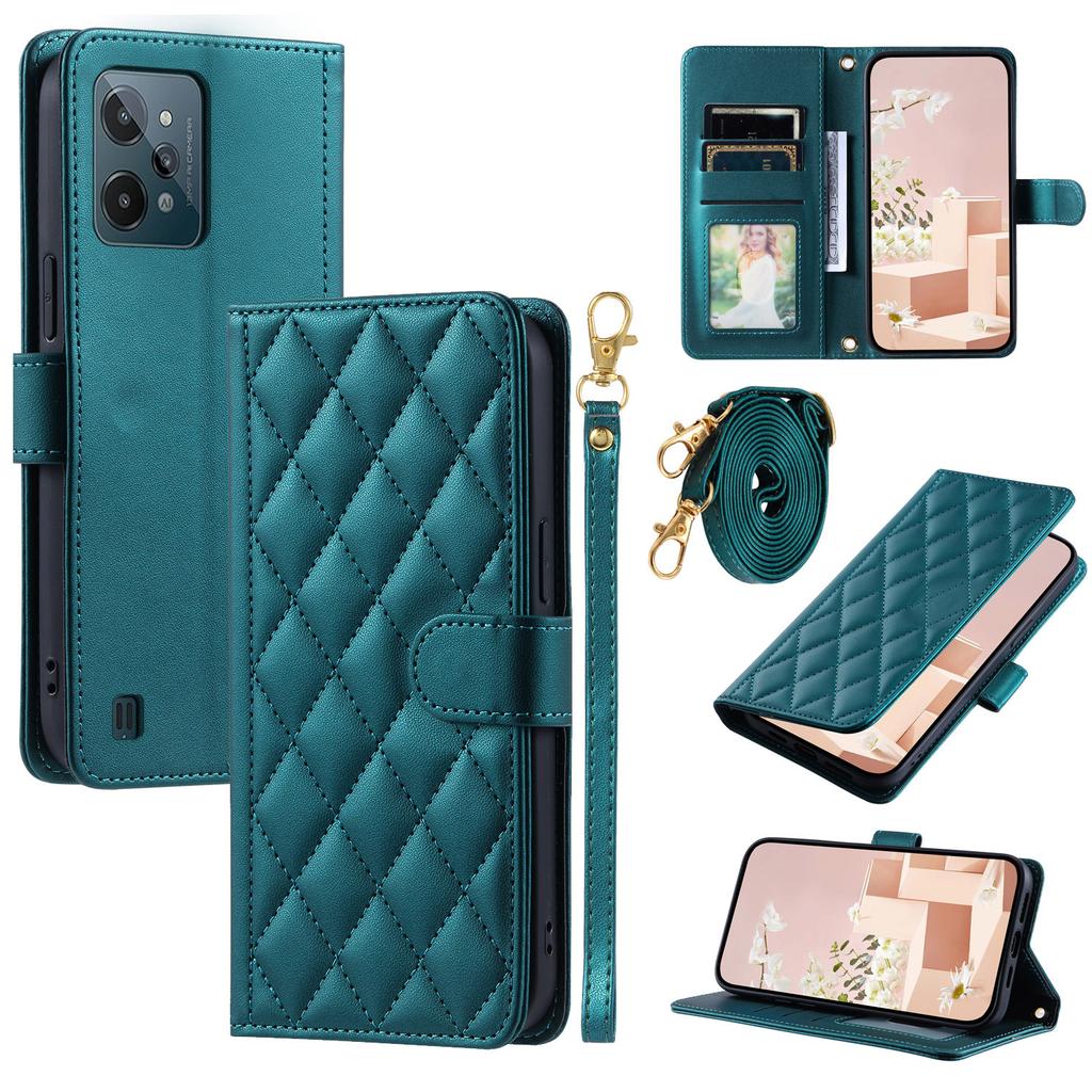 Suitable for Oppo REALME C31 Leather Case A31 Small Fragrant Wind Rhombus Check Card Diagonal Span Handbag A52