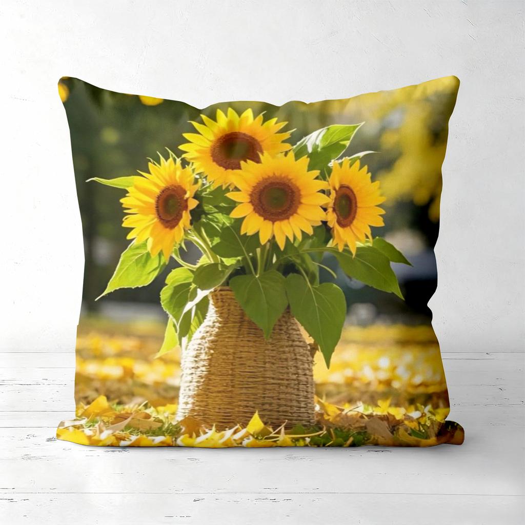 1 Pieces Sunflower Basket Autumn Throw Pillow Covers Pattern Cushion Cover Suitable For Sofa Bedroom Car Pillow Cover