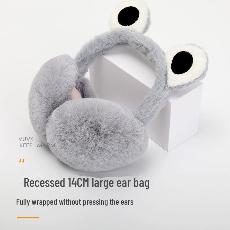 Plush Foldable Earmuffs with Big Eyes - Velvet, Cold-Proof, and Warm for Winter