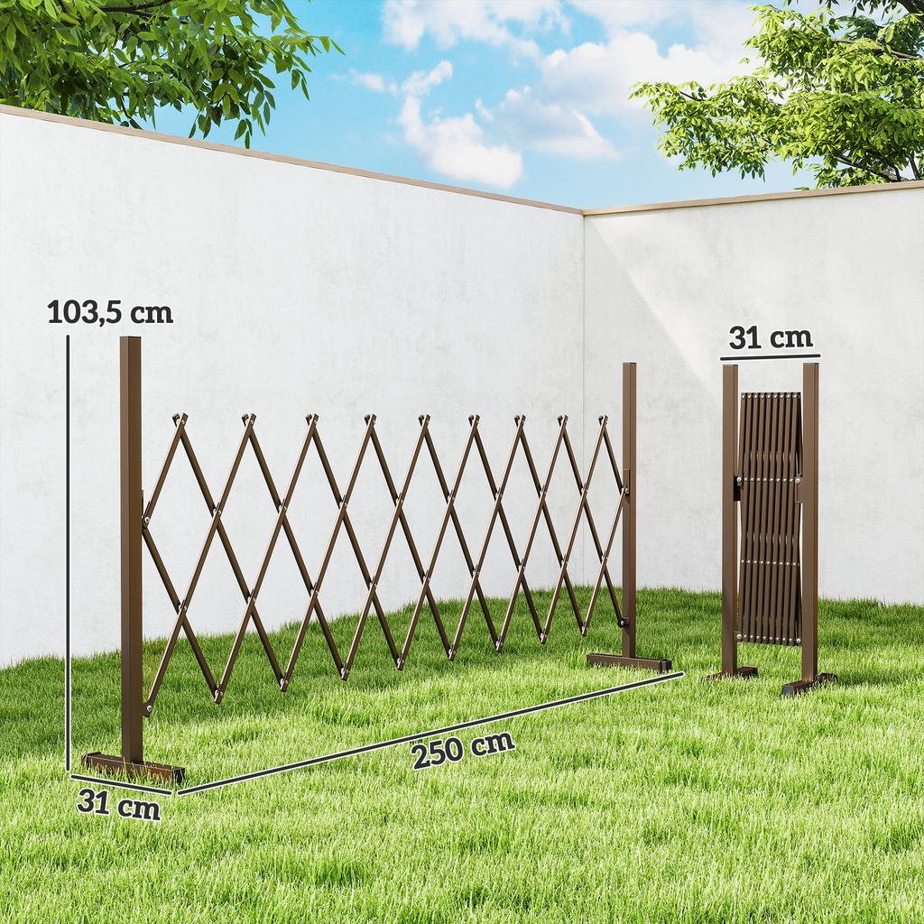 Expanding Trellis Fence, Freestanding Movable Fence, Foldable Garden Screen Panel, 250 x 103.5 cm, Dark Brown