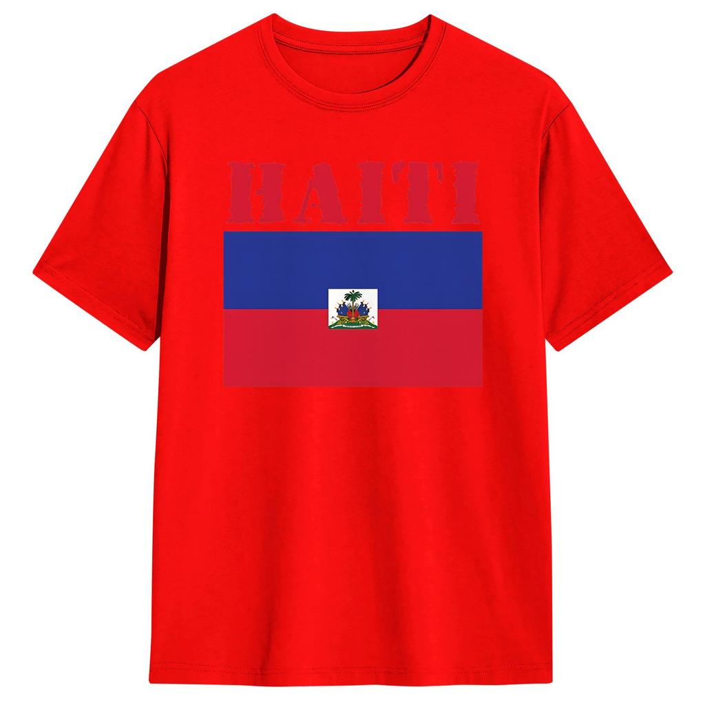 Unisexs TShirt Haitian Flag Love Haiti Awesome Cotton Tee Shirt Short Sleeve  T Shirt Crew Neck Clothes Unique
