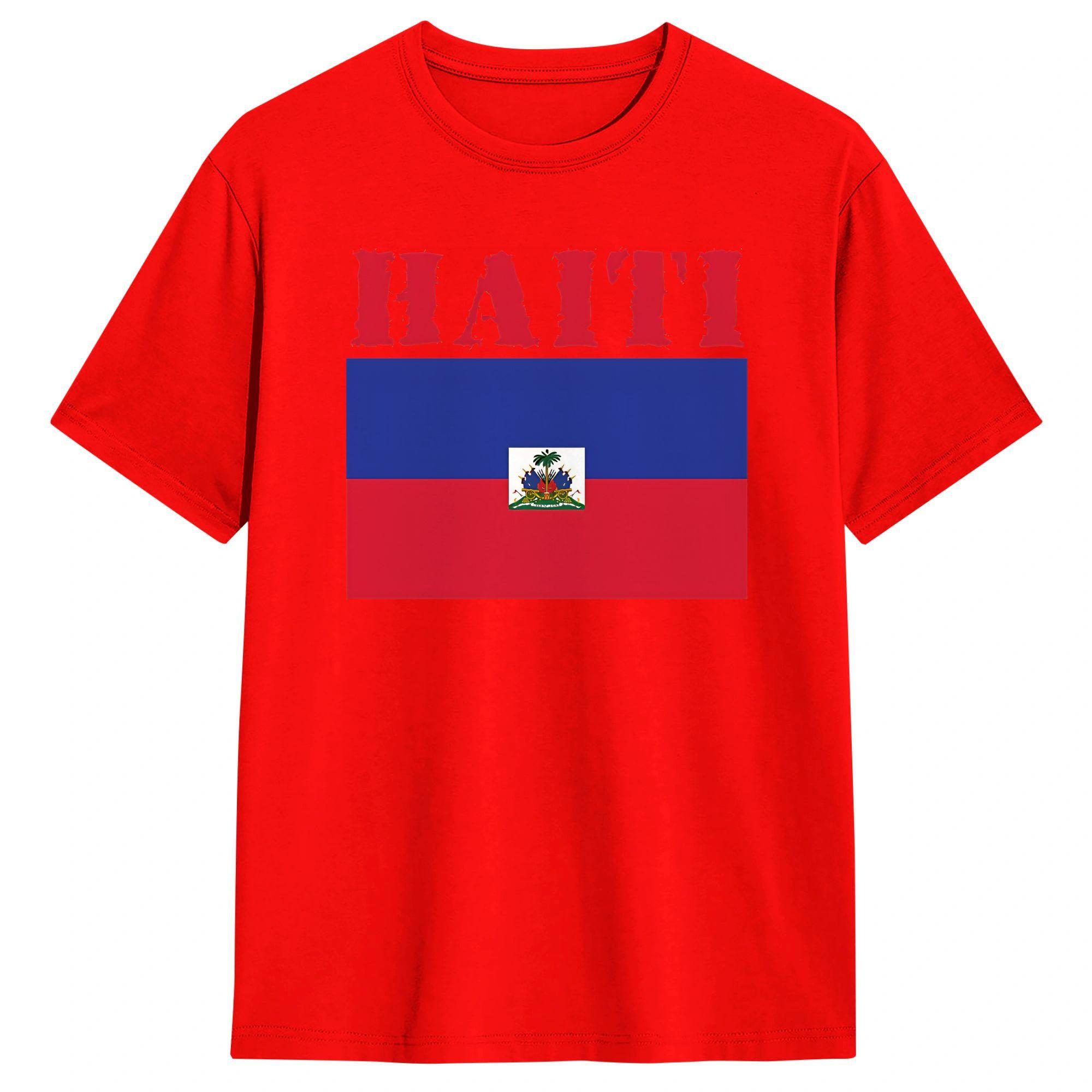 Unisexs TShirt Haitian Flag Love Haiti Awesome Cotton Tee Shirt Short Sleeve T Shirt Crew Neck Clothes Unique S