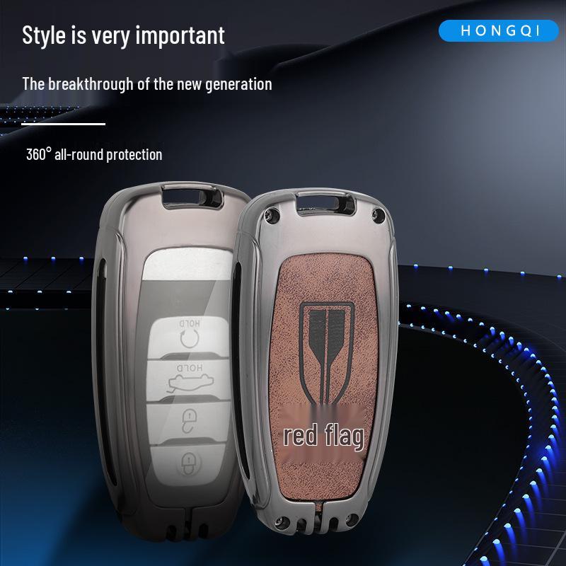 Hongqi H5/H9 Key Cover: EHS9 Metal Car Key Shell with Buckle for Men.