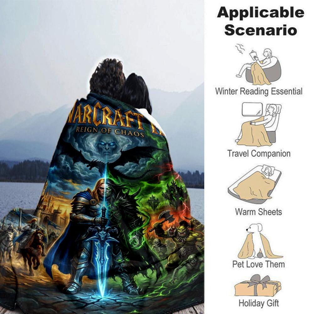 World of Warcraft Print Flannel Blanket High Quality Warm Comfortable Cover for All Seasons Perfect for Gifts Home Decor