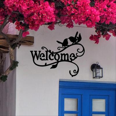 1 szt. Witaj Metalowa Sztuka Ścienna Ptaki na Gałęzi Dekoracja Wisząca na Ścianie Sylwetka Rzeźba Ornament Żelazny Znak do Dekoracji Biura
