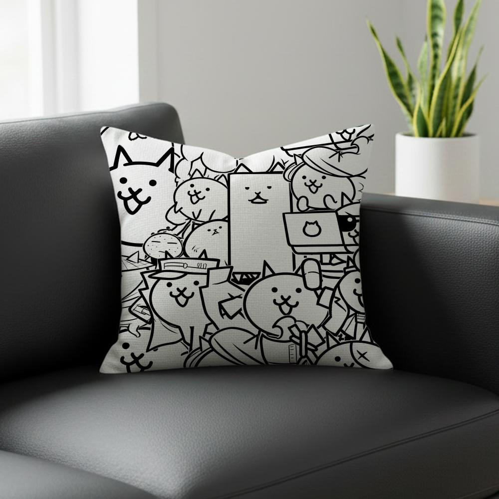 Battle Cats Cushion Cover Natural Linen Pillowcase Set, All-In-One Decor For Sofa, Bedroom & Chair