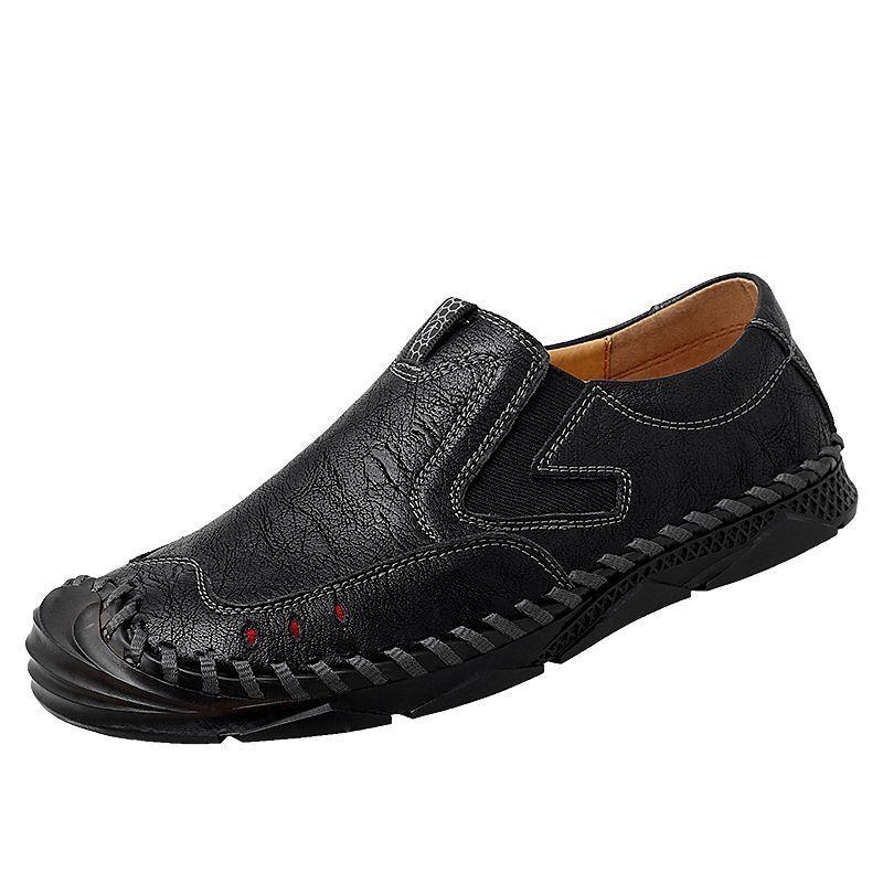 

Hy мужская повседневная обувь мужская 2024 новая кожаная спортивная дышащая обувь Doudou обувь ленивая модная обувь 38 чёрный