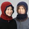 Women Men Thickening Knitted Warm Fleece Lining Scarf Conjoined Cap for Autumn Winter