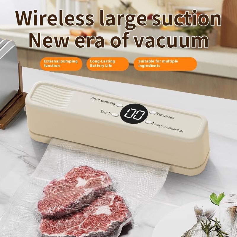 Wireless Vacuum Sealer Machine - 60KPA Powerful Suction, Portable Food Saver with 3 Temperature Levels,External Pumping Function