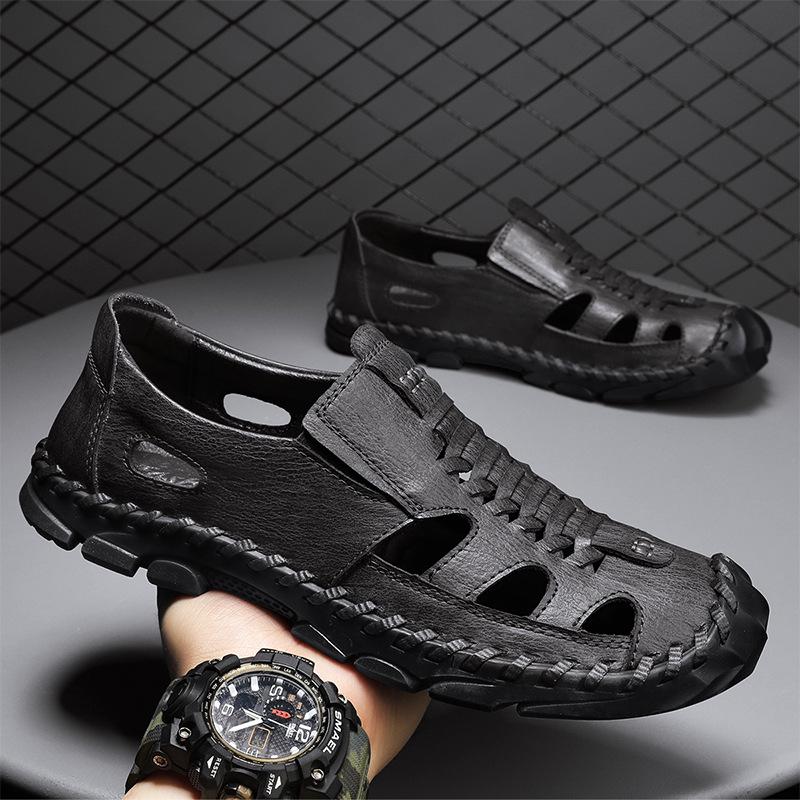 Men's Outdoor Non-Slip Sandals, Large Size 47-48, Wide Toe Cap, Wear-Resistant Casual Beach Shoes for Summer